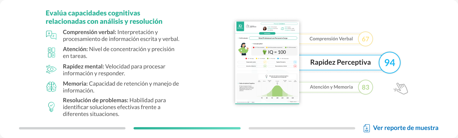 IQ Factorial: reporte comparativo por percentiles